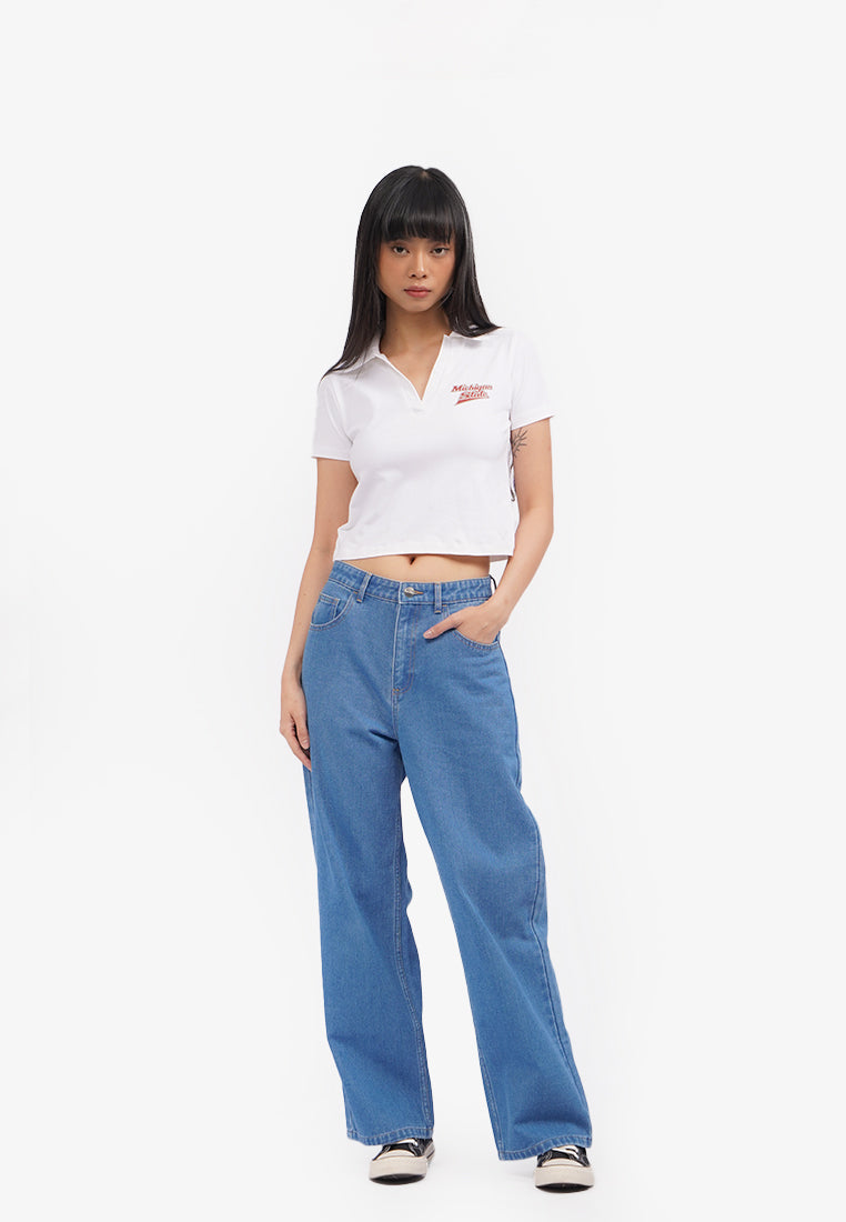 Short Sleeve Graphic Polo Shirt Off White