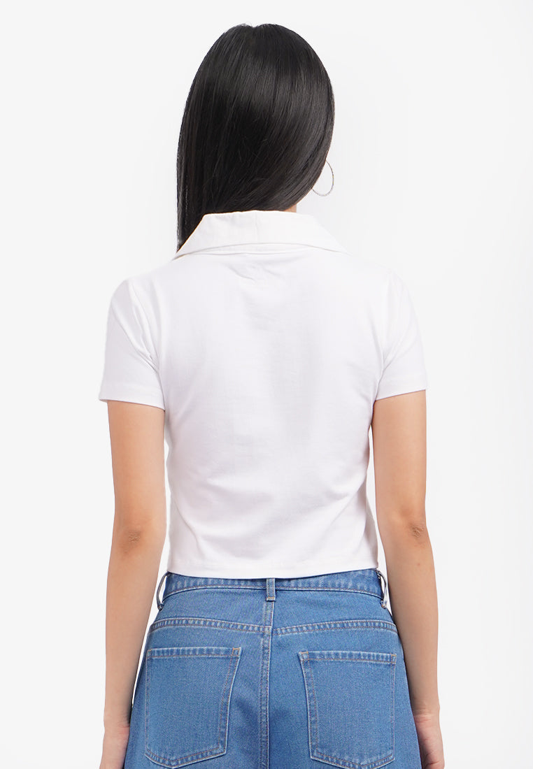 Short Sleeve Graphic Polo Shirt Off White