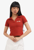 Short Sleeve Graphic Polo Shirt Terracotta