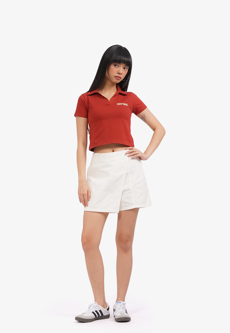 Short Sleeve Graphic Polo Shirt Terracotta
