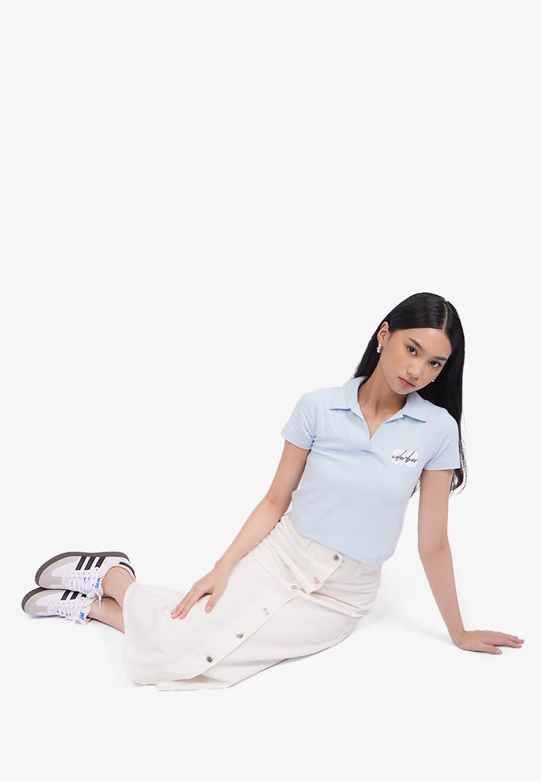 Short Sleeve Graphic Polo Shirt L.Blue
