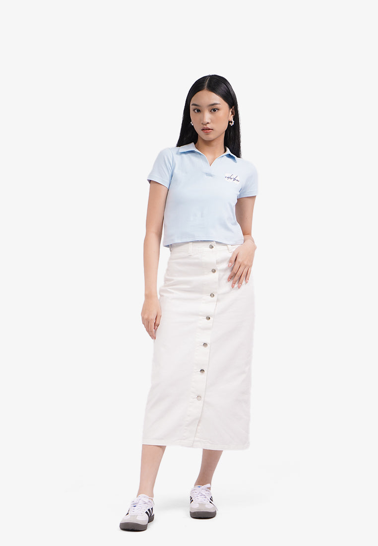 Short Sleeve Graphic Polo Shirt L.Blue
