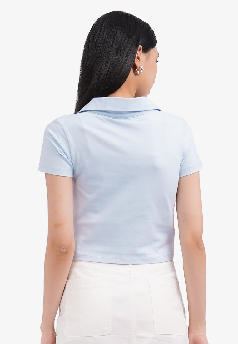 Short Sleeve Graphic Polo Shirt L.Blue