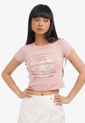 Double Layer Slicing T-Shirt L.Pink