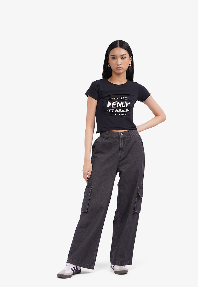 Double Layer Slicing T-Shirt Black