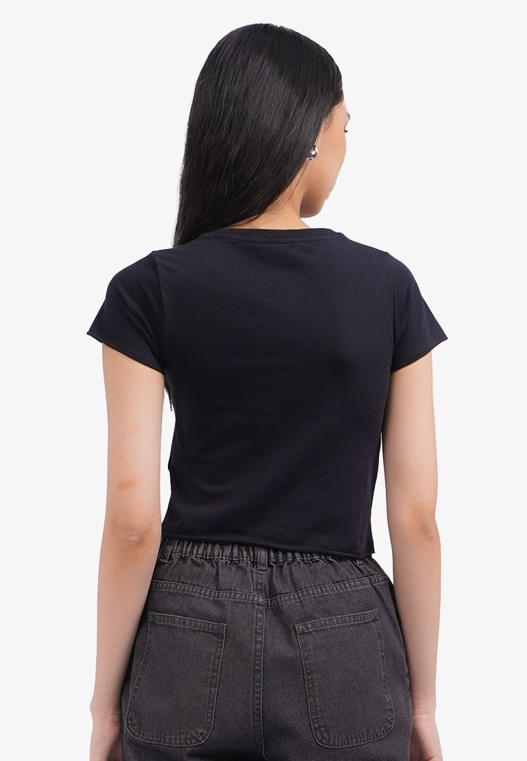 Double Layer Slicing T-Shirt Black