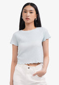 Short Sleeve Crop Waffle T-Shirt Tosca