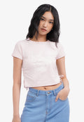 Side Ruched Graphic T-Shirt L.Pink