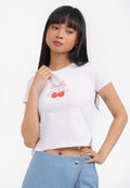 Side Ruched Graphic T-Shirt Off White