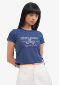 Side Ruched Graphic T-Shirt Navy