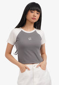 Short Sleeve Raglan Logo T-Shirt Grey