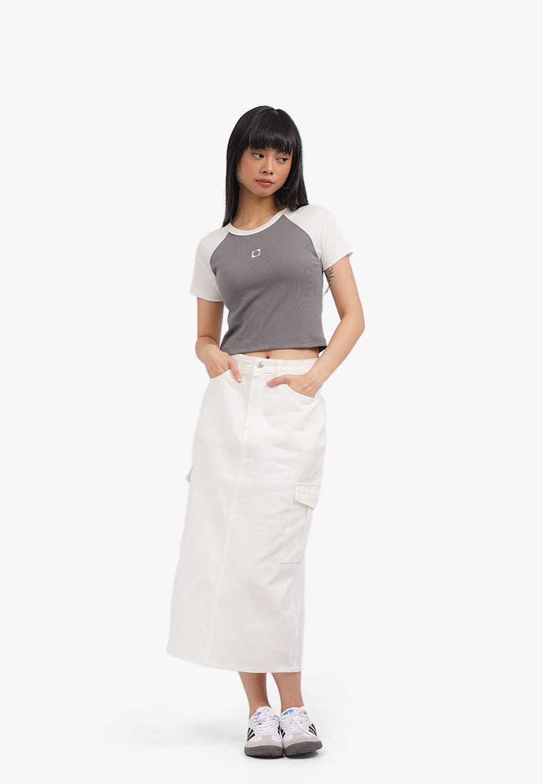 Short Sleeve Raglan Logo T-Shirt Grey
