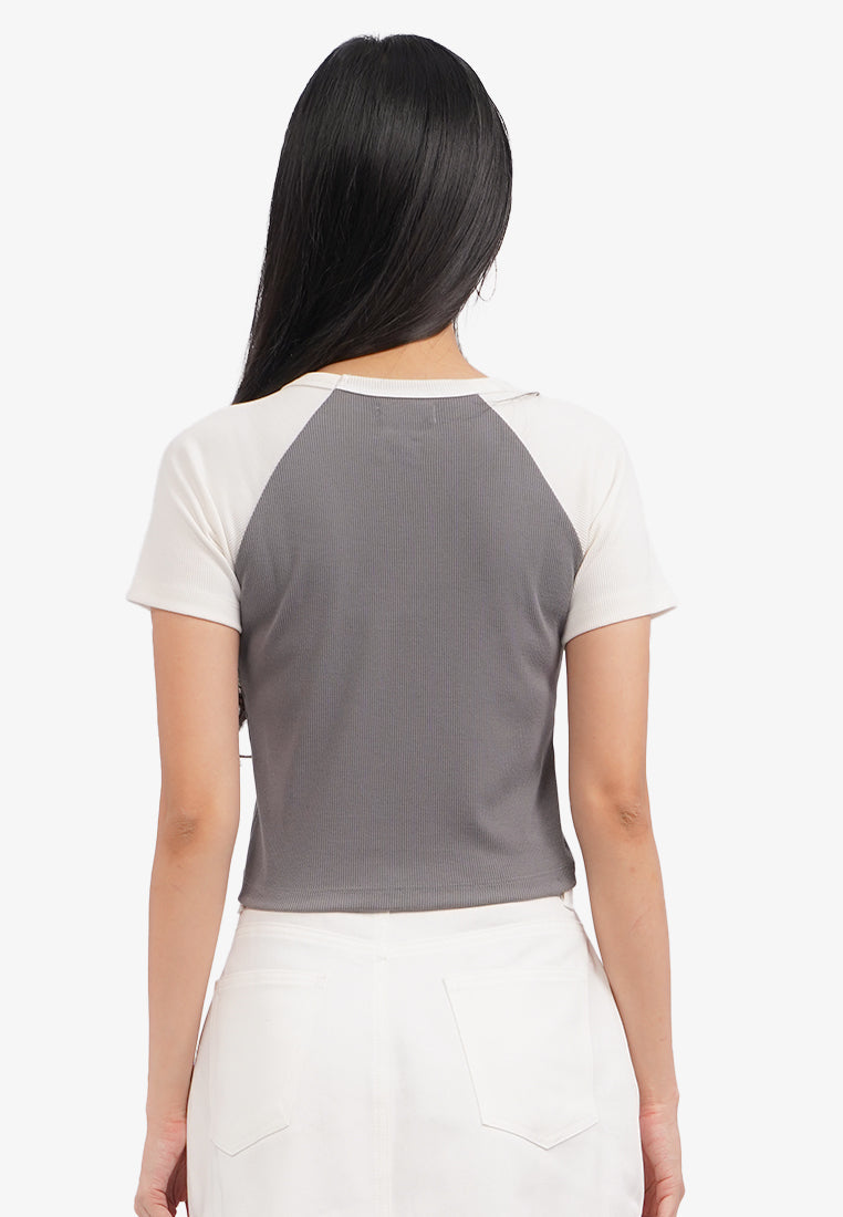 Short Sleeve Raglan Logo T-Shirt Grey