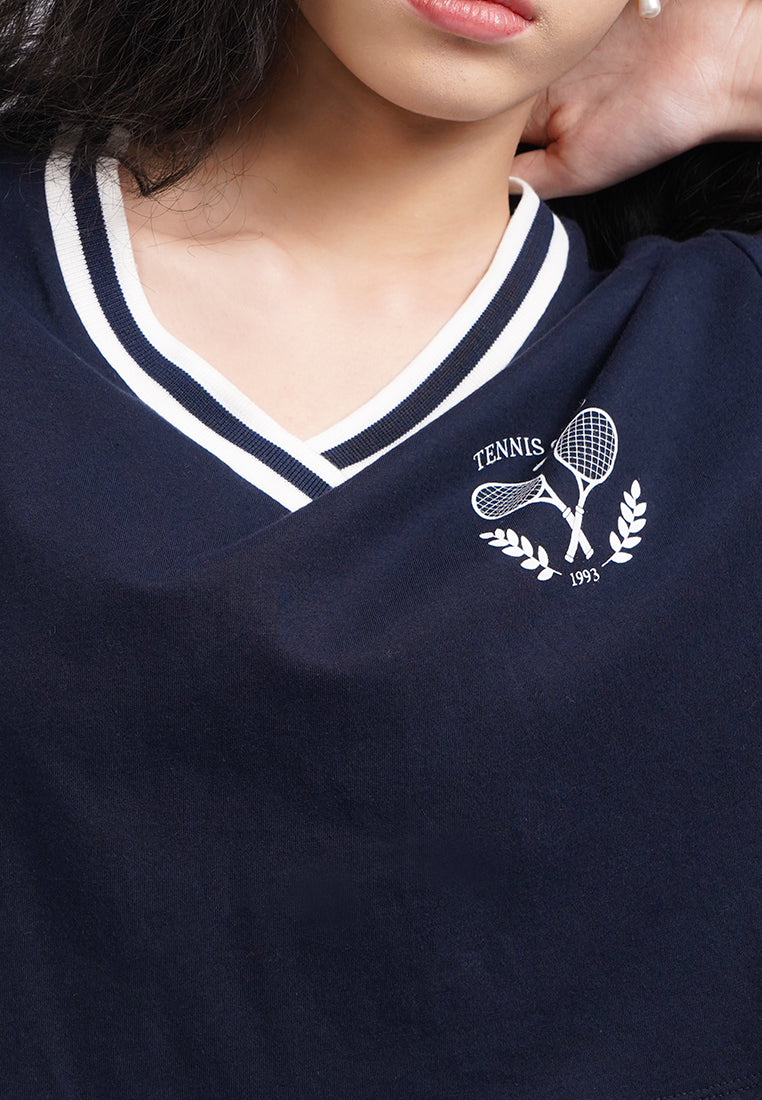 Baseball Crop T-Shirt Navy