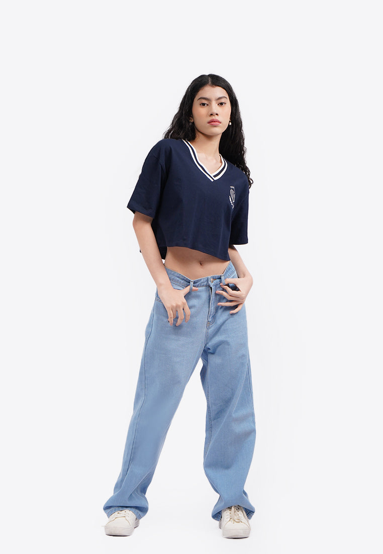 Baseball Crop T-Shirt Navy