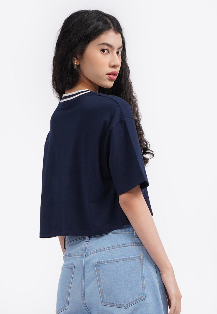Baseball Crop T-Shirt Navy