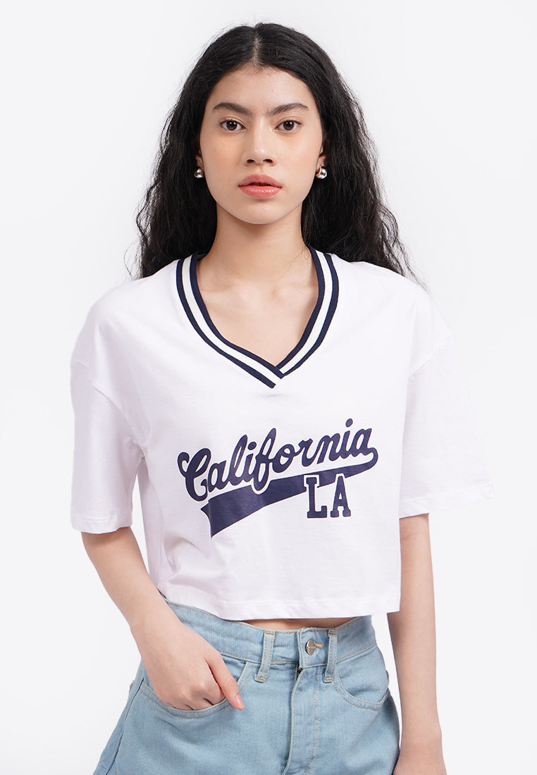 Baseball Crop T-Shirt Off White