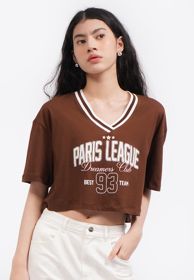 Baseball Crop T-Shirt D.Brown