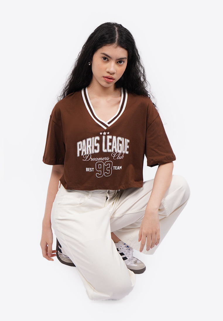 Baseball Crop T-Shirt D.Brown