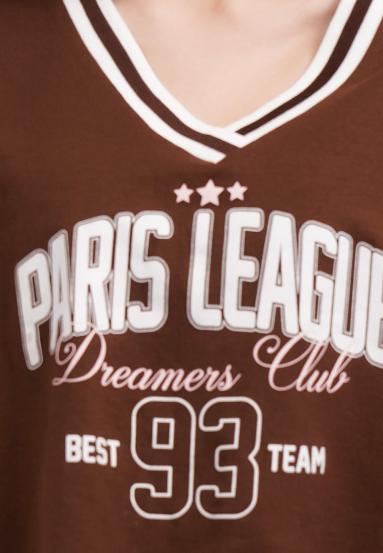 Baseball Crop T-Shirt D.Brown