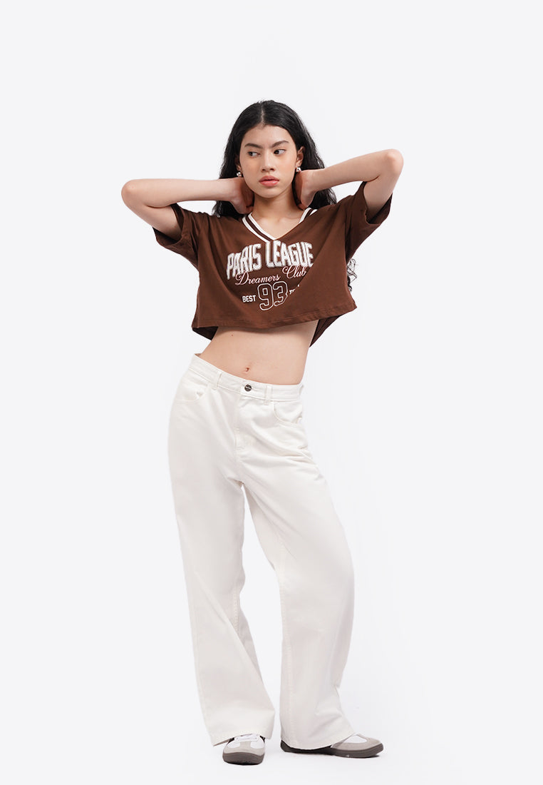 Baseball Crop T-Shirt D.Brown