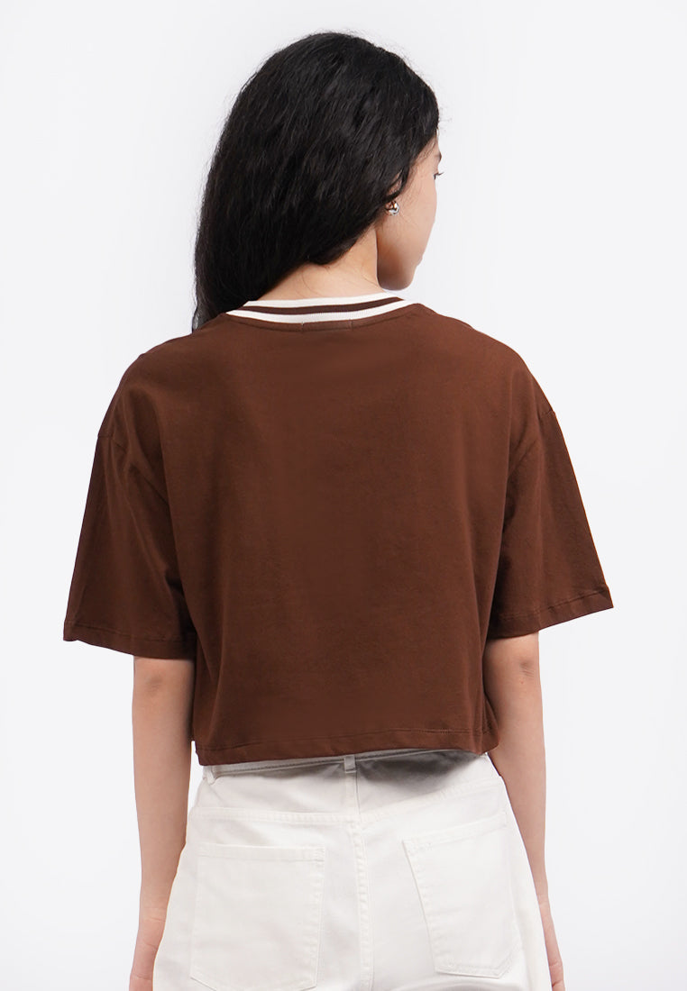 Baseball Crop T-Shirt D.Brown