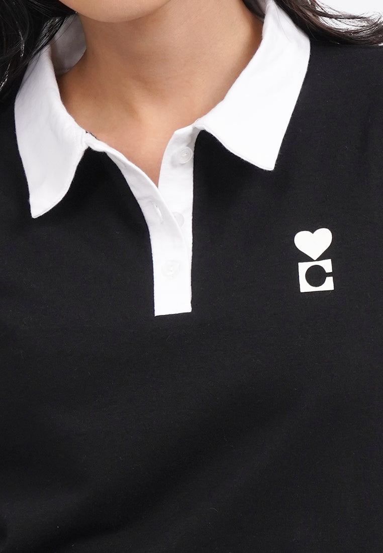 Contrast Collar Polo Shirt Black