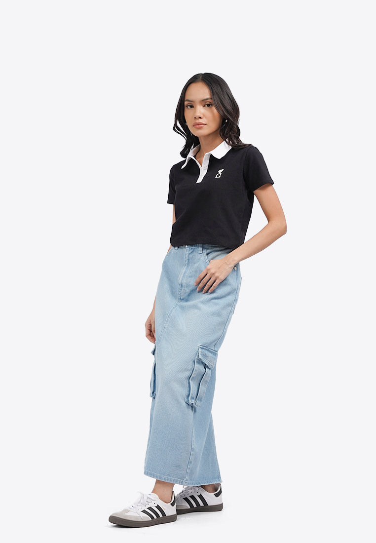 Contrast Collar Polo Shirt Black