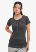 Button Up Short Sleeve T-Shirt L.Grey