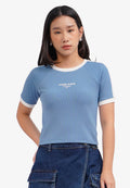 Raglan Graphic Crop T-Shirt Blue