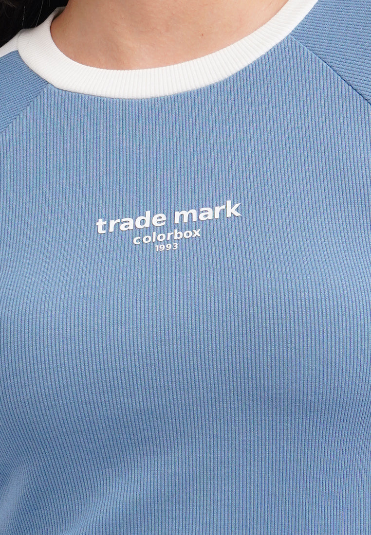 Raglan Graphic Crop T-Shirt Blue