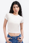 Short Sleeve Fitted Crop T-Shirt Off White
