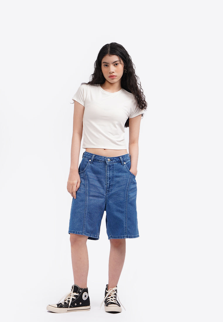 Short Sleeve Fitted Crop T-Shirt Off White