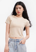 Short Sleeve Fitted Crop T-Shirt Oatmeal