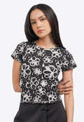Printed Crop T-Shirt Black