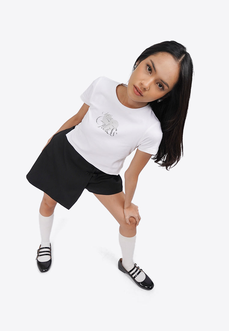 Side Drawstring Grahic T-Shirt Off White