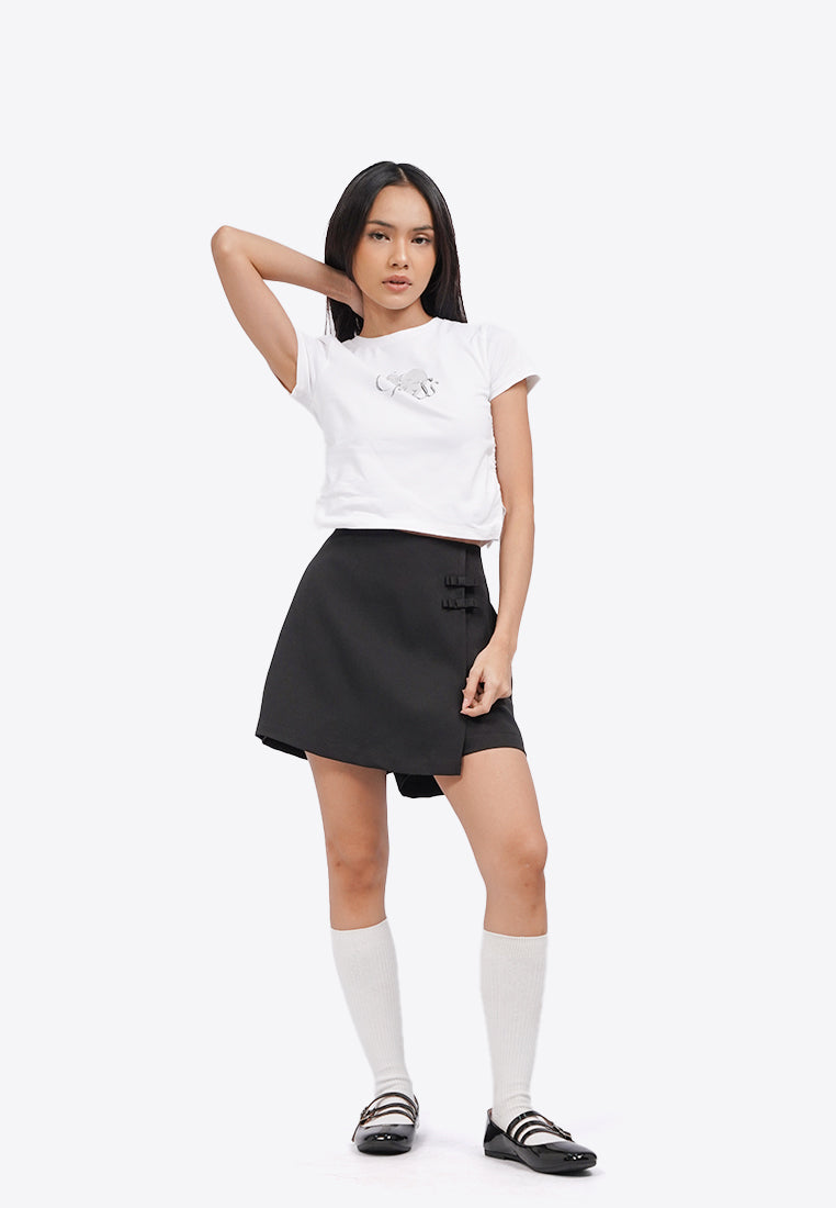 Side Drawstring Grahic T-Shirt Off White