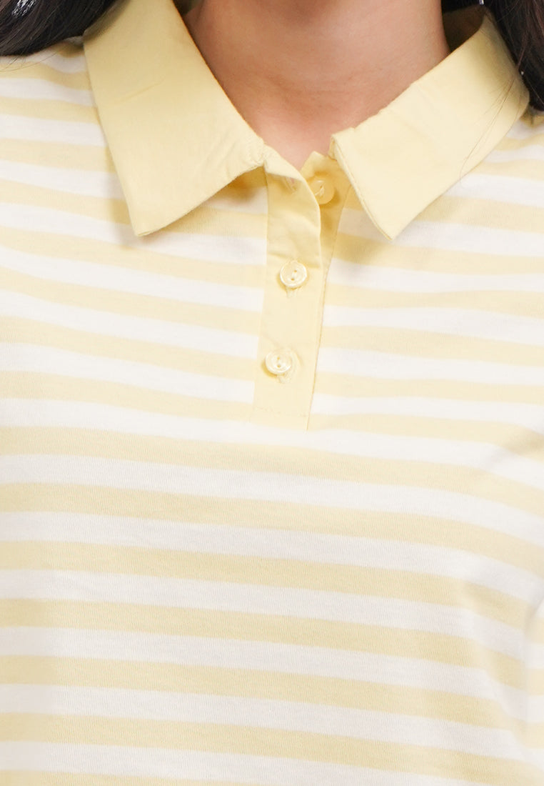 Short Sleeve Fitted Polo Top Yellow