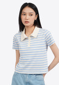 Fitted Stripe Short Sleeve Polo Top