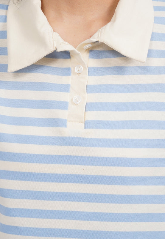 Fitted Stripe Short Sleeve Polo Top