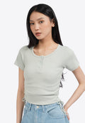 Button Up Top with Side Drawstring