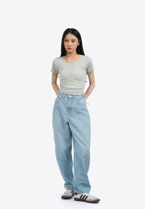Button Up Top with Side Drawstring