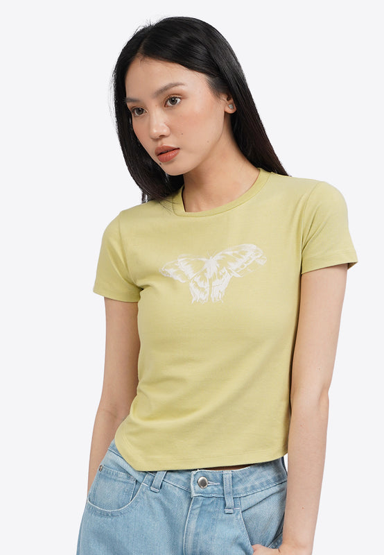 Graphic T-Shirt with Asymmetric Hem