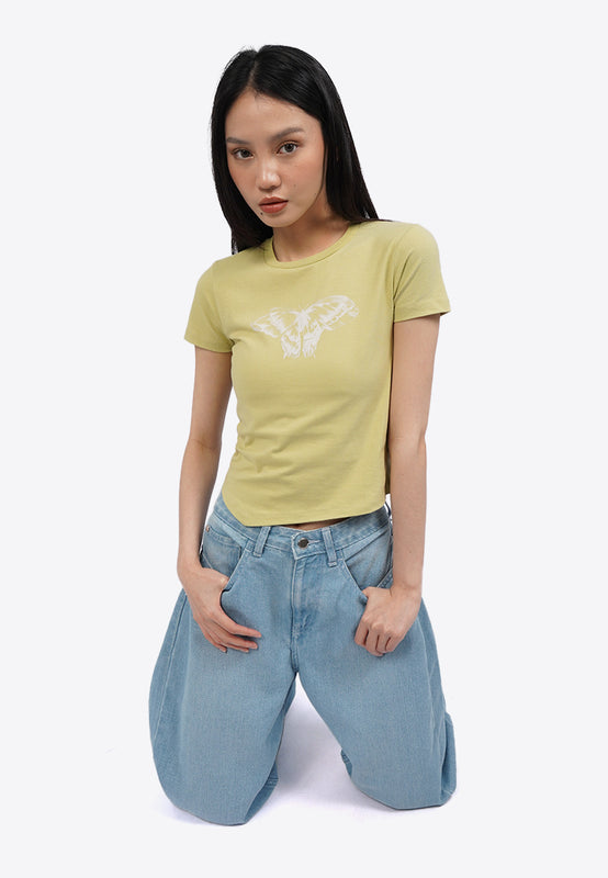 Graphic T-Shirt with Asymmetric Hem