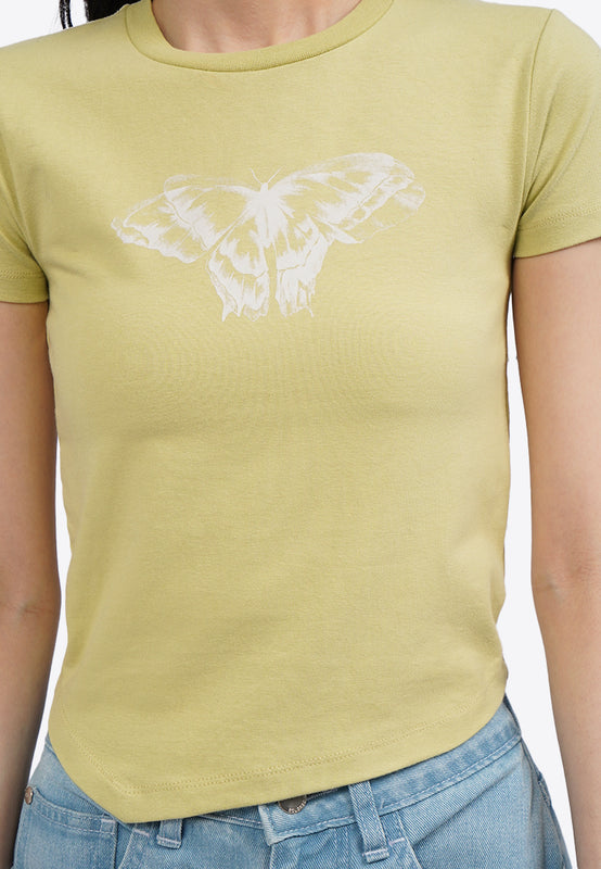 Graphic T-Shirt with Asymmetric Hem