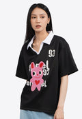Contrast Collar Oversized Graphic Top