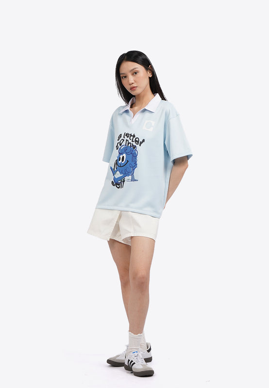 Contrast Collar Oversized Graphic Top