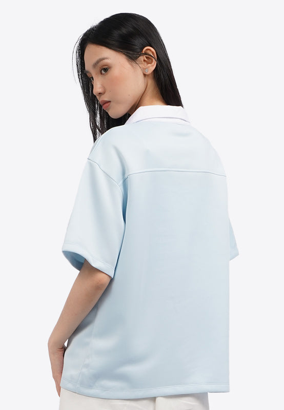 Contrast Collar Oversized Graphic Top