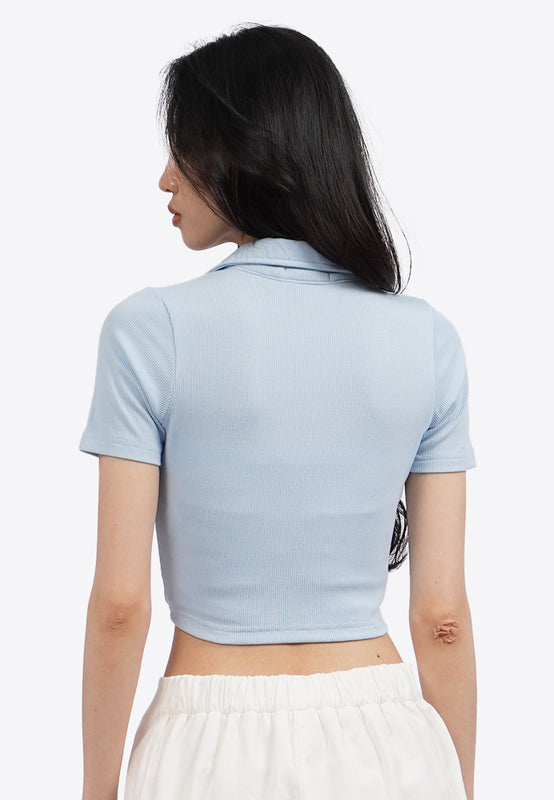 Ruched Front Polo Crop Top