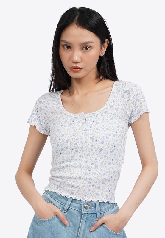Floral Button Up Short Sleeve Top